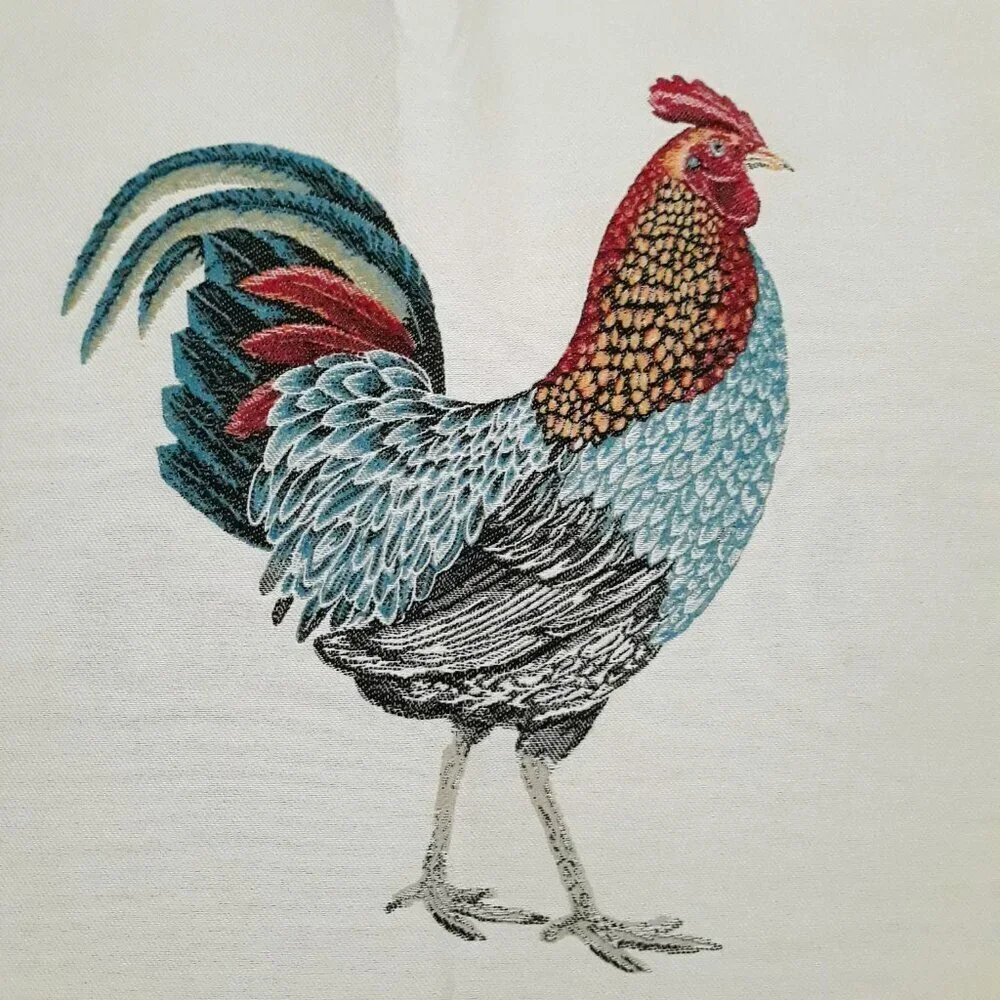 Rooster Embroidered Pillow Cover - Multicolored Farmhouse Country Novelty